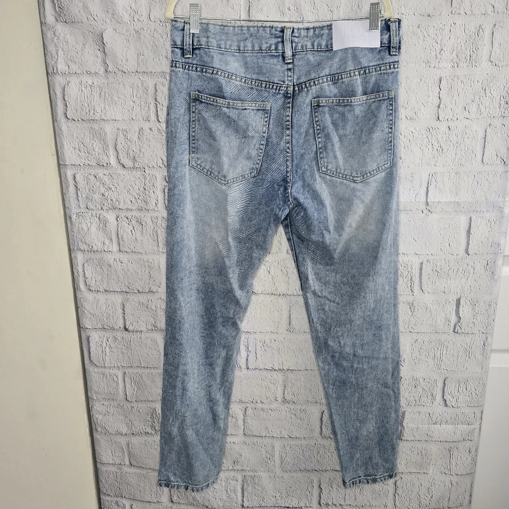 BoohooMAN Light Wash Straight Leg Button Fly Rigid Jeans 32 Long